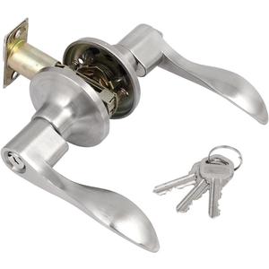 Aexit Zinc Alloy Cabinet Hardware Brushed Nickel Finish Lever Handle Door Knob Lock lockset w Latches 3 Keys