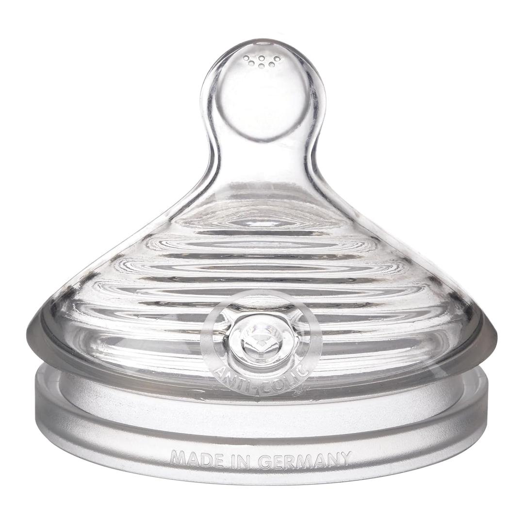 NUK Simply Natural Baby Bottle Nipples - Medium Flow Silicone Extra Soft Anti-Colic Air System BPA-Free Pack of 2