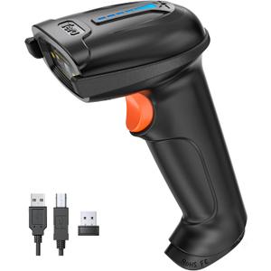 Tera Barcode Scanner Wireless Versatile 2-in-1 (2.4Ghz Wireless+USB 2.0 Wired) with Battery Level Indicator, 328 Feet Transmission Distance Rechargeable 1D Laser Bar Code Reader USB Handheld, Blac 