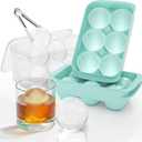 Large Ice Cube Tray for Freezer - 2 Pack Stackable Round Ice Cube Molds Set, Easy to Fill & Release with Storage Bin and Tongs for Kitchen, Party, Cocktail & Coffee, Gifts for Whiskey Lover (1.93In)