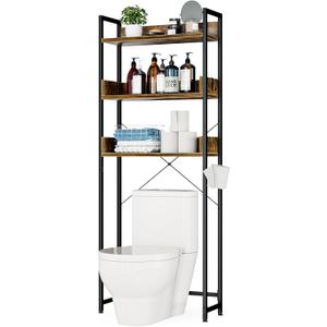 OTK Over-The-Toilet Storage, 3 Tier Bathroom Organizer Shelf, Freestanding Space Saver with Toilet Paper Holder, Multifunctional Over The Toilet Rack, Vintage