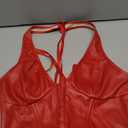 Avanova Women Leather Halter Corset Bustier Tops Sexy Going Out Crop Tank Tops (Large, Red)