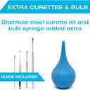 Ear Wax Removal Tool by Tilcare - Ear Irrigation Flushing System for Adults & Kids - Perfect Ear Cleaning Kit - Includes Basin, Syringe, Curette Kit, Towel and 30 Disposable Tips