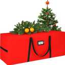 QUENTRO Heavy Duty Christmas Tree Storage Bag - Fits Up to 9ft Tall - Waterproof 600D Polyester Xmas Tree Bag with Reinforced Handles & Secure Zipper Foldable Durable Holiday Storage Solution (Red), 65" x 25" x 20"