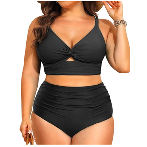 Daci Plus Size Two Piece Swimsuits - Women High Waisted Bikini Tummy Control Bathing Suits Knot Twist Swimwear 2025 Size 20w