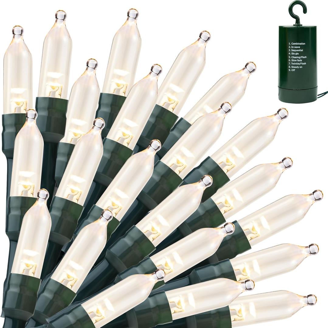 Joiedomi LED Christmas String Lights,200 Count 66.3FT Battery Operated Christmas Tree Fairy Lights with 8 Modes,Multifunction Green Wire for Xmas Decor Party Holiday House,Warm White