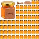 60 Pack Small Glass Honey Jar with Lid, 1.5 oz Mini Mason Jars for Party Favor, Wedding Favor, Baby Shower, Hexagonal Honey Containers for Jam, Spices, Herbs, Candy, Sample, Candle, Crafts