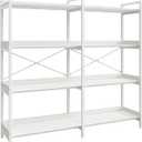 Huuger 4 Tier Bookshelf with 8 Open Shelves and Raised Baffle, White