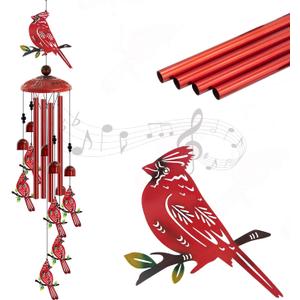for Women Cardinal Wind Chimes for Outside, 35'' Metal Cardinal WindChimes Gifts for Women/Men, Decoration for Outdoor, Home, Garden, Patio, Backyard