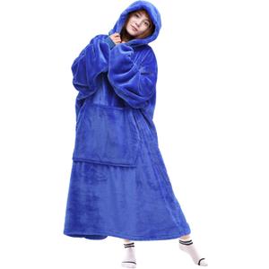 Waitu Wearable Blanket Sweatshirt Gifts for Women and Men, Warm and Cozy Giant Blanket Hoodie, Thick Flannel Blanket with Sleeves and Giant Pocket - Blue (Adult)
