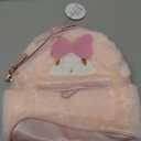 trettitre My Melody Small Cute School BagPink Furry Fabric with Bow Design,My Melody Plush Mini Backpack,Adorable Bag Handbag for Girls Kids Fans Birthday Present School Supplies