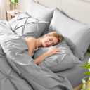 CozyLux Queen Comforter Set Light Grey, 7 Pieces Pintuck Bed in A Bag, Premium Gray Comforter Queen Size, Pinch Pleat Bedding Sets with Comforter, Sheets, Pillowcases & Shams