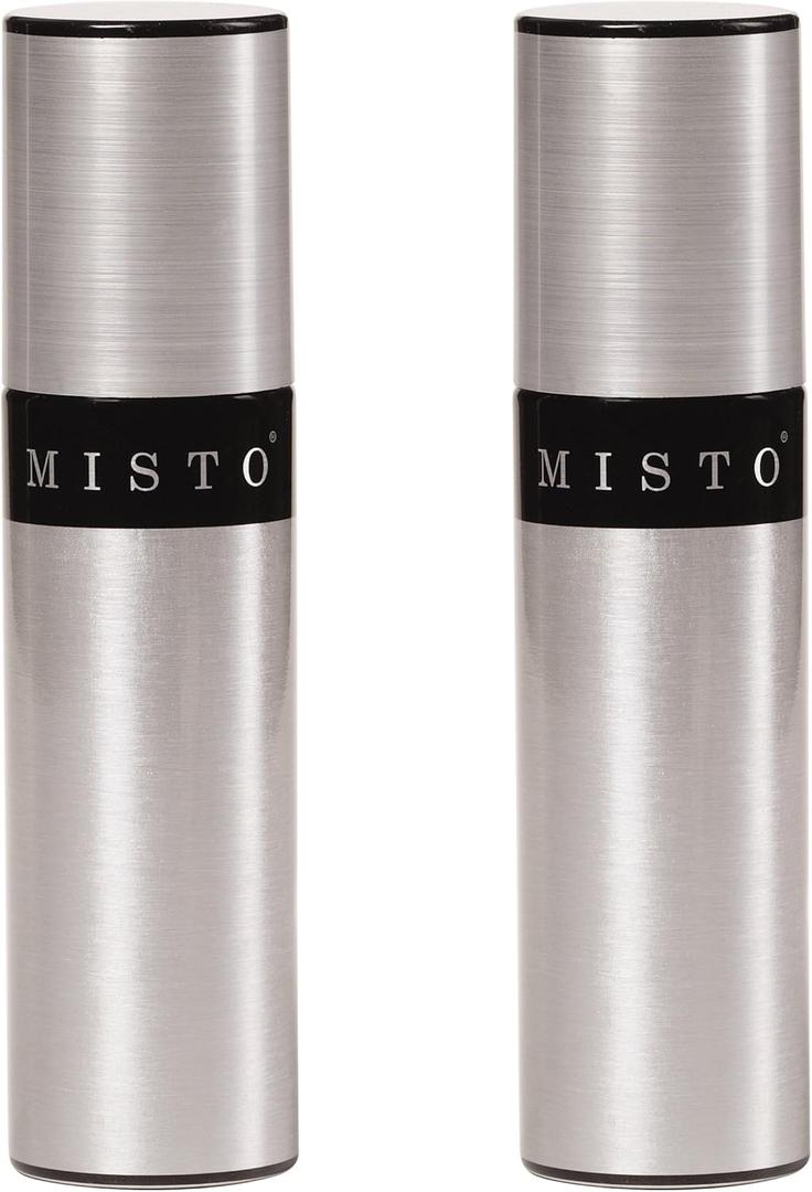 Misto Aluminum Oil Sprayer, Set of 2, Versatile Refillable Aerosol Sprayers for Olive Oil, Vinegar, Lemon Juice, Dressings, and More, Ideal for Cooking, BBQ, and Air Fryers (67.6 Ounces)