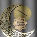 Golden Wooden Ramadan Table Centerpiece Crescent Moon Hollow Star Ornament for Ramadan Decor Islamic Gifts