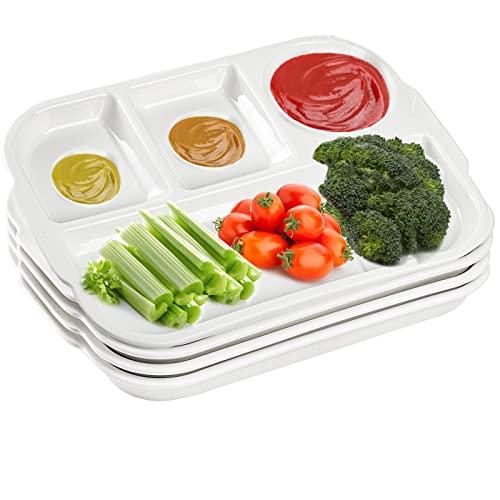 TOPZEA 3 Pack Divided Dinner Trays, Ceramic Serving Platter Dinner Plates with 4 Compartments Partition Fast Food Lunch Tray for Portion Control, Fondue Plates with Vinegar Sauce Dish TOPZEA 3 Pack Divided Dinner Trays, Ceramic Serving Platter Dinner Plates with 4 Compartments Partition Fast Food Lunch Tray for Portion Control, Fondue Plates with Vinegar Sauce Dish