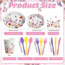 175 Pieces Flower Party Supplies Floral Party Tableware Set for 25 Guests Include Oval Dinner Plates Dessert Plates Napkins Paper Cups Plastic Forks Spoons Knives