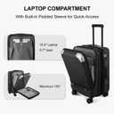 LEVEL8 Grace Hard Shell Carry on Luggage with Front Compartment, 20 Inch Expandable Suitcases with Wheels, Lightweight Carry-on Suitcase for Airplane, Tsa Lock, Black, 20 Inch - Ext