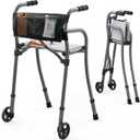 Narrow Folding Walker for Senior with Seat,Compact Foldable Standard Walker