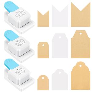 Fuutreo 3 Pcs 3 in 1 Tag Corner Punch for Paper Crafts 1.5''/ 2''/ 2.5'' Small Hole Gift Tag Paper Punches for Tags Card Making Scrapbooking Arts Perfurador DIY Projects, 3 Styles