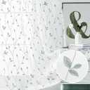 WUBODTI Grey Embroidered Leaf Patterned Sheer Curtain 84 Inches Long 2 Panels Set for Living Room, Rod Pocket Gray and White Light Filtering Faux Linen Leaves Curtains for Bedroom Dining Room
