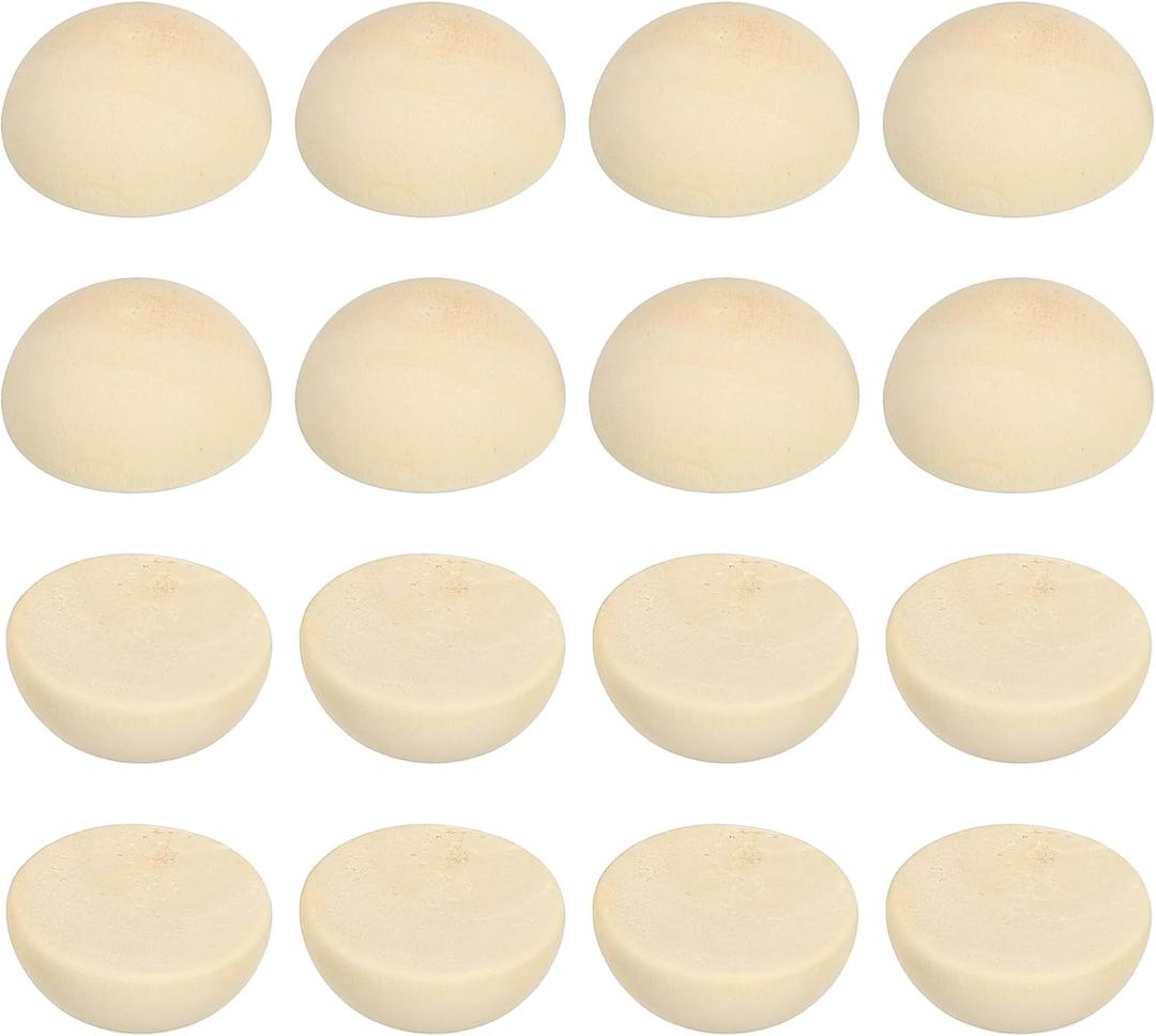 PATIKIL 15mm Half Wood Beads, 30 Pack Unfinished Natural Wooden Beads Round Split Wood Balls for Craft Art Ornaments Painting