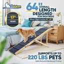 Dog Ramp for Bed, 64" Long Foldable Pet Ramp for Small Large Dogs, Dog Ramps for High Beds Car, High Traction with Platform 6 Adjustable Heights 24" to 30" Up to 220LBS, Wood