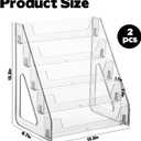 YEXEXINM 1 Pack 5 Tier Brochure Holder 12x13 Inch Acrylic Literature Display Stand Holds 3 Brochures in One Row Clear Pamphlet Holder Display Stand for Flyers Booklets Table Signs Office Store Home