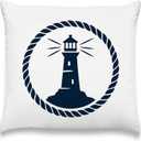 Nautical Lighthouse Throw Pillow Covers Decor Gifts for Coastal Lovers, Navy Rope Icon Decorative Decor Pillows Covers for Couch Sofa Bedroom, Minimal 18x18 Pillow Cover Cases