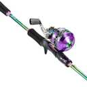 Sougayilang Fishing Reel Rod Combo, Two Pieces Colorful Poratble Light Weight Casting Rod with Spincast Fishing Reel for Freshwater (1.8M/6')