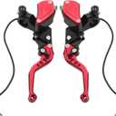 Universal Motorcycle Brake Clutch Pump Lever with Dual Hydraulic Master Cylinder Reservoir Set Left & Right CNC Suitable for 50-300cc Motorcycles with 7/8" 22mm Handlebars (Red)