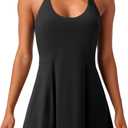 Womens Tennis Dress with Adjustable Straps Built-in Bra Workout Athletic Golf Summer Dress Non-Removable Shorts (Black, S)