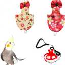 UKJENT Bird Diaper with 78 Inch Flying Leash - 2 Pack, Reusable Flight Suit with Waterproof Inner Layer, Washable Cute Urine Wet Suit for Cockatiel Monk Parakeet Sun Parakeet Lory(S)