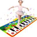 M SANMERSEN Piano Mat, 53'' x 23'' Musical Toys for Toddlers Floor Piano Touch Playmat with 8 Animal Sounds, Music Keyboard Dance Mat Toddler Toys Gifts for Boys and Girls 1-5 Year Old