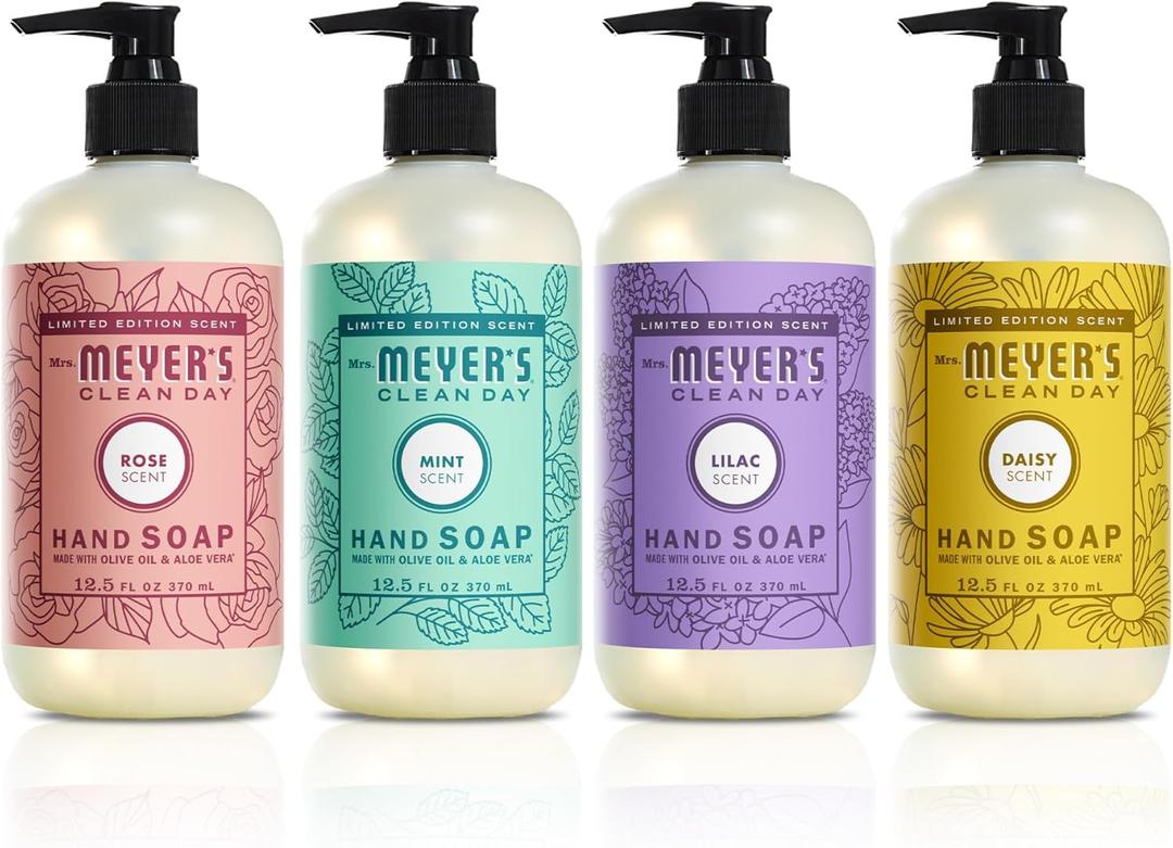 Mrs. MEYER'S Clean Day Spring Hand Soap Set, includes Lilac, Rose, Mint, and Daisy, 12.5 fl.oz. Each