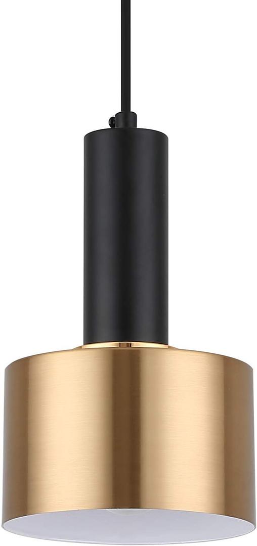 Modern Mini Pendant Light with 4W LED Bulb, One-Light Adjustable Metal Pendant Lighting Fixture for Kitchen Island Cafe Bar, Gold and Black