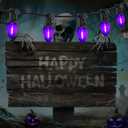 C7 Purple Halloween Lights Outdoor Indoor, 10FT Waterproof LED String Lights with Black Wire for Patio, Window, Door, Party Backdrop Dcor
