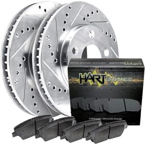 Hart Brakes Front Brakes and Rotors Kit |Front Brake Pads| Brake Rotors and Pads| Ceramic Brake Pads and Rotors |fits 2014-2018 Mazda 3, 2014-2018 Mazda 3 Sport, 2016-2020 Mazda CX-3
