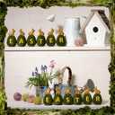 Threehoney 6 Pcs Easter Moss Bunny 3.5 Inch Green Bunny Eggs Spring Decor Artificial Flocked Moss Eggs Cute Rabbit Sit on Figurines for Spring Easter Basket Home Office Table Shelf Party Decor(Gold)