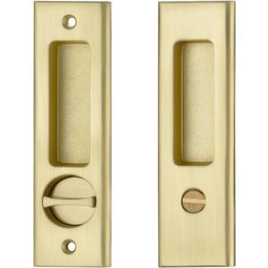 NCL Sliding Door Handle for Bath, Satin Brass Barn Door Flush Handle, Privacy Pocket Door Lock