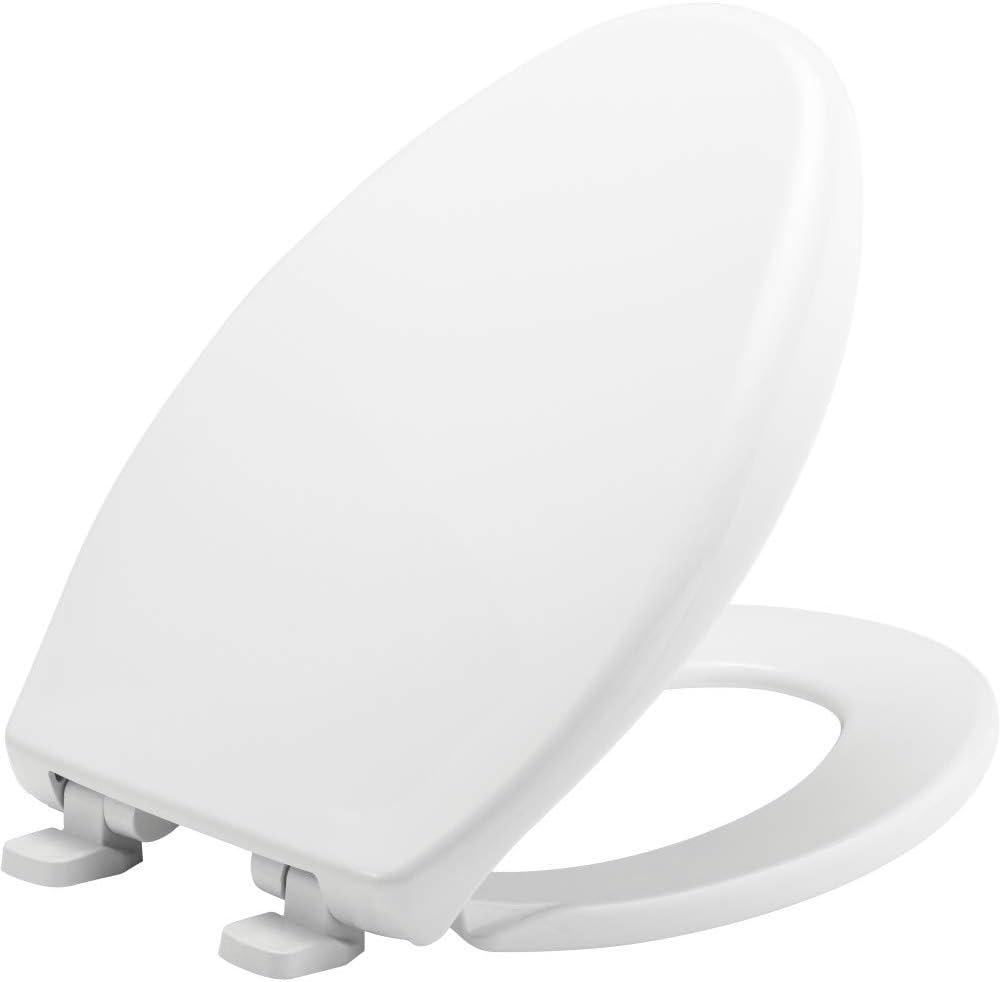 BEMIS 7900TDGSL Commercial Heavy Duty Closed Front Toilet Seat with Cover, Industrial No Slam Seat with Secure Installation, Made in USA, Elongated, White