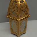 NEEDOMO 12.8'' Moroccan Lanterns Decorative Indoor & Outdoor, Vintage Christmas Candle Holder, Metal Lanterns Decorative, Table, Patio, Porch, Shelf, Christmas Spring Ramadan Eid Home Decor (Golden) (Large)