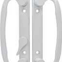 Sliding Glass Patio Door Handle Replacement Set, Zinc Diecast, Fits 1-3/8" to 2-1/4" Thick Doors, 3-15/16inch(10cm) Hole Spacing Non-keyed (Offset Position, White)