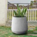 Kante 15.3" Dia Round Concrete Planter, Outdoor Indoor Large Plant Pots Containers with Drainage Hole and Rubber Plug for Home Garden Patio, Natural Concrete