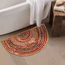 Boho Braided 1.5x3 Area Rug - Jute Chindi Half Circle Rug for Living Room Entryway, Farmhouse, Home Dcor, Indoor Rugs Jute Door mat for Bathroom, Kitchen (Multi Natural, 1.5 X 3 ft)