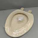 HIGHCRAFT Premium Elongated Toilet Seat with Adjustable Hinges - Molded Plastic Toilet Seat - Fits Standard Elongated Toilets - Oval Seat in Bone/Beige