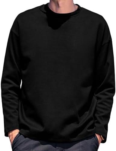 ZVX Men's Striped Long Sleeved T-Shirt, Casual Round Neck Long Sleeved Top, Regular-Fit Daily Striped T-Shirt Basic Style Size XL