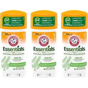 Arm & Hammer Essentials Natural Deodorant, Fresh - 2.5 oz, 3 Pcs