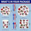 FoldTier 350 Pcs Puerto Rico Party Supplies Disposable Paper Plates Napkins Cups Puerto Rico Theme Birthday Party Decorations Tableware Flag Frog for Holiday Festival Family Friends Serve 50 Guests