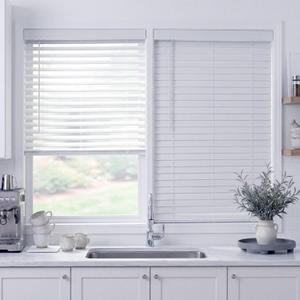 TEDNOVA 2" Cordless Faux Wood Blinds, White, 35.5" W X 60" H