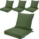 Deep Seat Cushions, Outdoor Cushions, Patio Furniture Cushions, Deep Seat & Back Cushion Patio Cushions for Backyard Couch Sofa Fade Resistant (24x24x4 inches 4 Sets, Solid Moss Green)